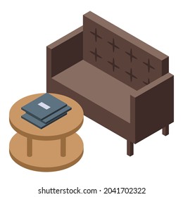 Reception sofa icon isometric vector. Office hotel. Desk lobby