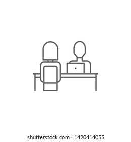 Reception, talking businessman icon. Element of teamwork icon. Thin line icon for website design and development, app development. Premium icon