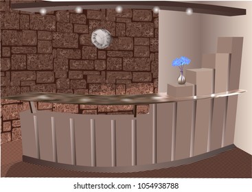 Reception vector illustration. Reception desks with vase 