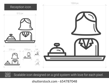 Reception vector line icon isolated on white background. Reception line icon for infographic, website or app. Scalable icon designed on a grid system.