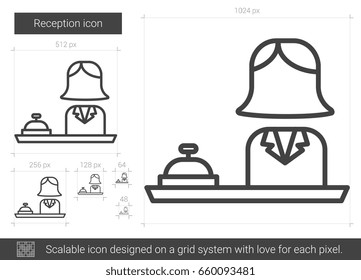 Icono de línea vectorial de recepción aislado en fondo blanco. Icono de la línea de recepción para infografía, sitio web o aplicación. Icono escalable diseñado en un sistema de cuadrícula.