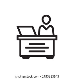  Icono de contorno del vector de recepción. Archivo EPS 10. Símbolo de hotel y servicios
