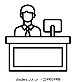 Reception Vector Outline Icon Isolated On White Background
