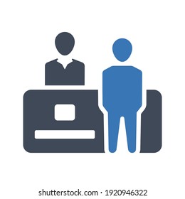 Receptionist assistance icon (vector illustration)