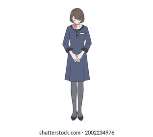Receptionist bowing with a smile