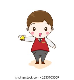 Receptionist Cartoon. Vector illustration of cute chibi character isolated on white background.