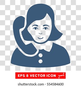 Receptionist EPS vector pictogram. Illustration style is flat iconic blue symbol on chess transparent background.