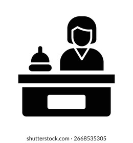 receptionist glyph icon illustration vector graphic. Simple element illustration vector graphic, suitable for app, websites, and presentations isolated on white background