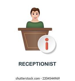 Receptionist icon. 3d illustration from company management collection. Creative Receptionist 3d icon for web design, templates, infographics and more