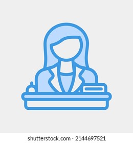 Icono recepcionista de estilo azul, uso para presentación de aplicaciones móviles del sitio web