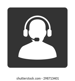 Receptionist icon from Commerce Buttons OverColor Set. Vector style is white and gray colors, flat square rounded button, white background.