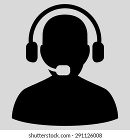 Receptionist icon from Commerce Set. Vector style: flat symbol, black color, rounded angles, light gray background.