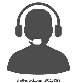 Receptionist icon from Commerce Set. Vector style: flat symbol, gray color, rounded angles, white background.