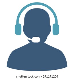 Receptionist icon from Commerce Set. Vector style: bicolor flat symbol, cyan and blue colors, rounded angles, white background.
