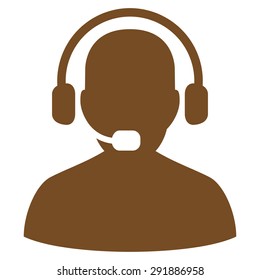 Receptionist icon from Commerce Set. Vector style: flat symbol, brown color, rounded angles, white background.