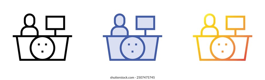 receptionist icon. Linear, Blue Fill and Gradient Style Design Isolated On White Background