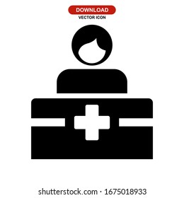 icono recepcionista o logotipo símbolo de signo aislado ilustración vectorial - iconos vectoriales de estilo negro de alta calidad
