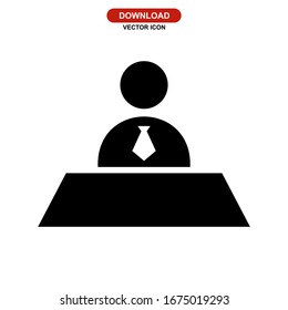 icono recepcionista o logotipo símbolo de signo aislado ilustración vectorial - iconos vectoriales de estilo negro de alta calidad

