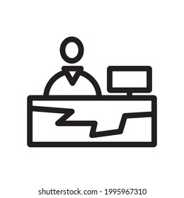 Icono recepcionista o logo vectorial ilustración del símbolo de seña aislado, ilustración vectorial con contorno negro de alta calidad.