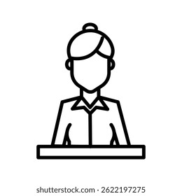 Icono de recepcionista sobre fondo blanco