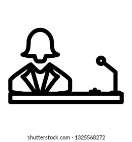 receptionist icon, outline black style, seo and business illustration