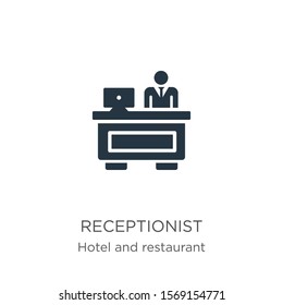 Receptionist icon vector. Trendy flat receptionist icon from hotel and restaurant collection isolated on white background. Vector illustration can be used for web and mobile graphic design, logo, 
