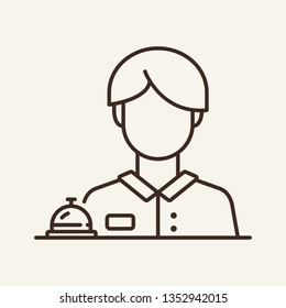 Receptionist line icon. Administrative personnel, ring, lobby. Occupation concept. Can be used for topics like hotel, service industry, concierge