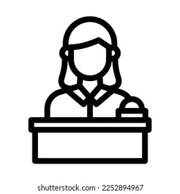 receptionist line icon illustration vector graphic