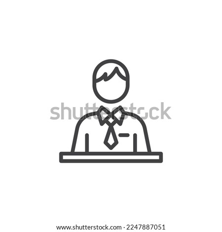 Receptionist line icon. linear style sign for mobile concept and web design. Receptionist man outline vector icon. Symbol, logo illustration. Vector graphics
