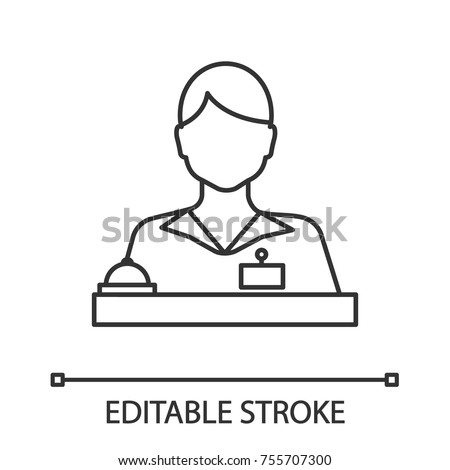 Receptionist linear icon. Secretary, manager. Thin line illustration. Contour symbol. Vector isolated outline drawing. Editable stroke