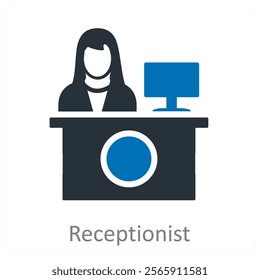 Receptionist and office icon concept