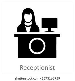 Receptionist and office icon concept