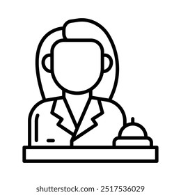 Icono de contorno de recepcionista, Ilustración vectorial