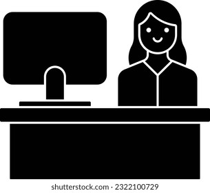 receptionist people office hotel person Glyph