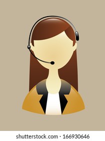 receptionist with phone over beige background  vector illustration
