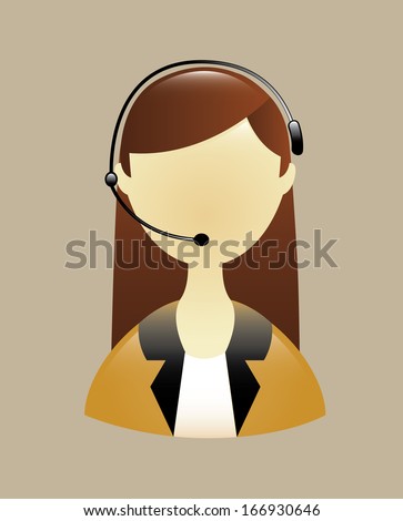 receptionist with phone over beige background  vector illustration
