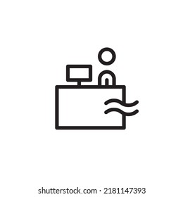 receptionist pool icon, reception, simple lines on white background, EPS10.