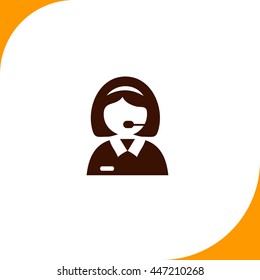Receptionist sign. Brown icon on white background