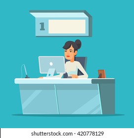 Receptionist. Vector Flat Cartoon Illustration