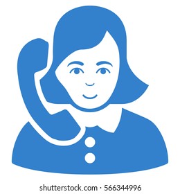 Receptionist vector icon. Flat cobalt symbol. Pictogram is isolated on a white background. Designed for web and software interfaces.