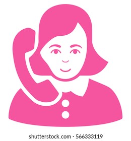 Receptionist vector icon. Flat pink symbol. Pictogram is isolated on a white background. Designed for web and software interfaces.