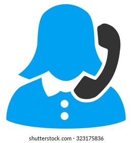 Receptionist vector icon. Style is bicolor flat symbol, blue and gray colors, rounded angles, white background.