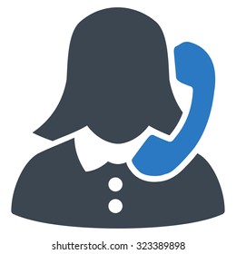 Receptionist vector icon. Style is bicolor flat symbol, smooth blue colors, rounded angles, white background.