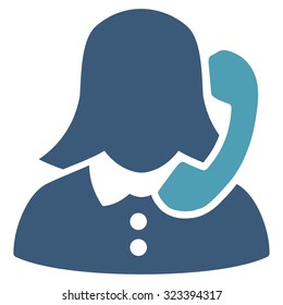 Receptionist vector icon. Style is bicolor flat symbol, cyan and blue colors, rounded angles, white background.
