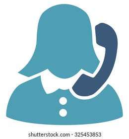 Receptionist vector icon. Style is bicolor flat symbol, cyan and blue colors, rounded angles, white background.