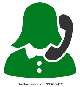Receptionist vector icon. Style is bicolor flat symbol, green and gray colors, rounded angles, white background.