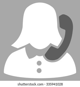 Receptionist vector icon. Style is bicolor flat symbol, dark gray and white colors, rounded angles, silver background.