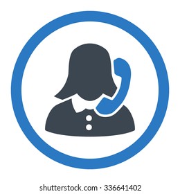 Receptionist vector icon. Style is bicolor flat rounded symbol, smooth blue colors, rounded angles, white background.
