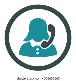 Receptionist vector icon. Style is bicolor flat rounded symbol, soft blue colors, rounded angles, white background.