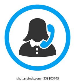 Receptionist vector icon. Style is bicolor flat rounded symbol, blue and gray colors, rounded angles, white background.